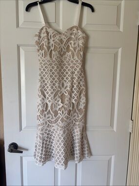 Elegant White Lace Fit-and-Flare Dress